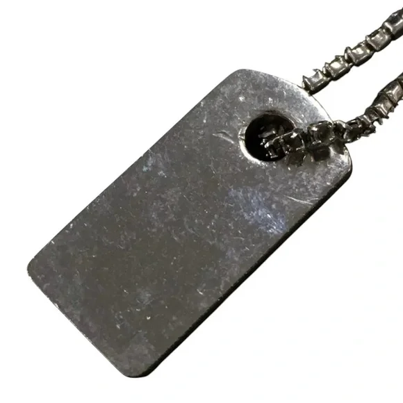 Authentic Christian Dior Logo Plate Rhinestone Silver Tone Pendant Necklace - Picture 11 of 16